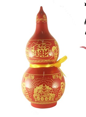 桃木葫芦 招财进宝 红色 日进斗金  客厅 招财 摆件开口葫芦