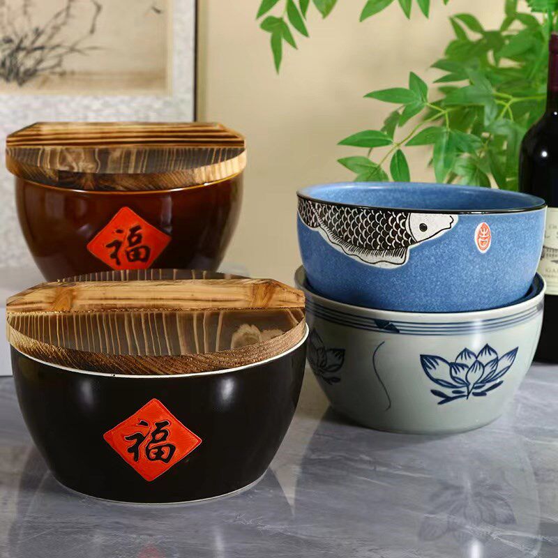 粗陶仿古餐具钵钵鸡冷锅串串容器碗大号老式汤盅汤盆火锅店商用盅