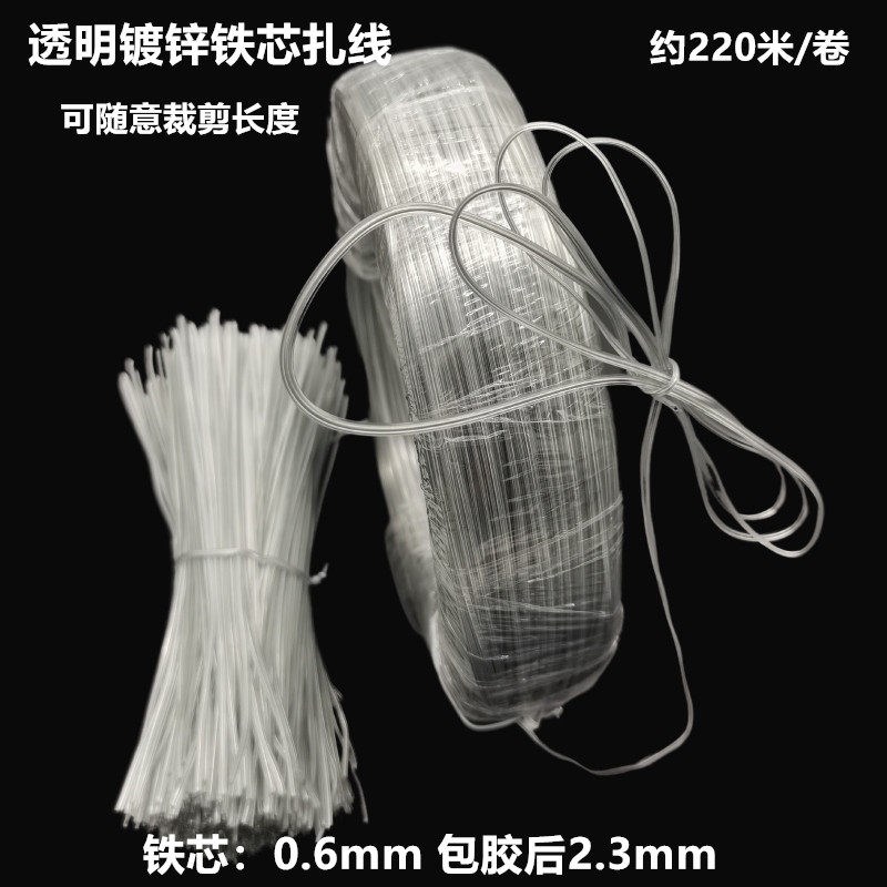 环保透明包胶扎线双扁镀锌PVC包塑园艺定型铁芯扎丝电缆礼品扎