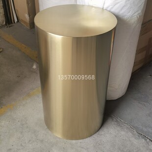 圆形展示台不锈钢花盆 金属圆筒花瓶  落地花器摆件 花钵园艺花盆