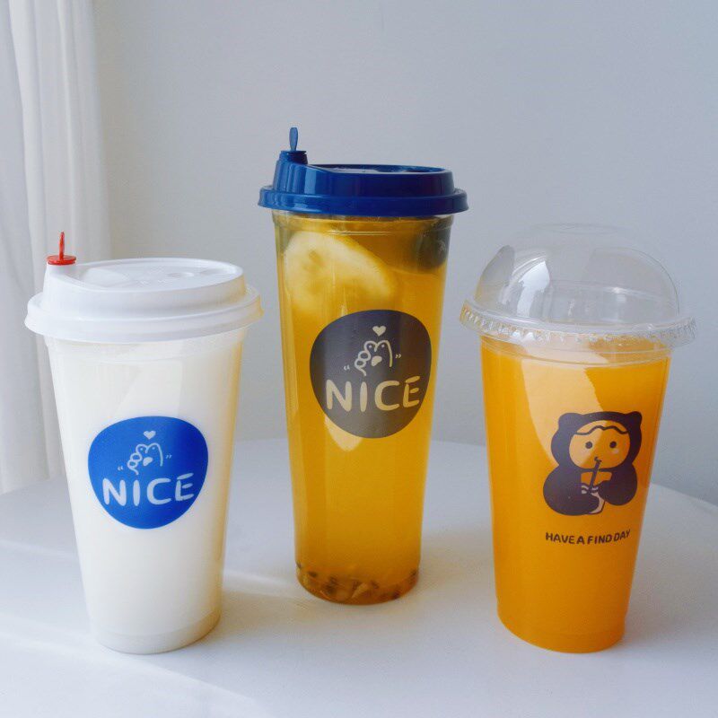 一次性奶茶杯子塑料杯700ml柠檬水500ml饮料杯90口径商用带盖定制