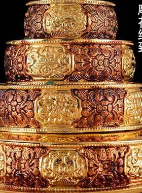 曼扎盘西藏传佛曼达茶盘带佛堂摆件具吉祥修合金八供托盘罗曼用品