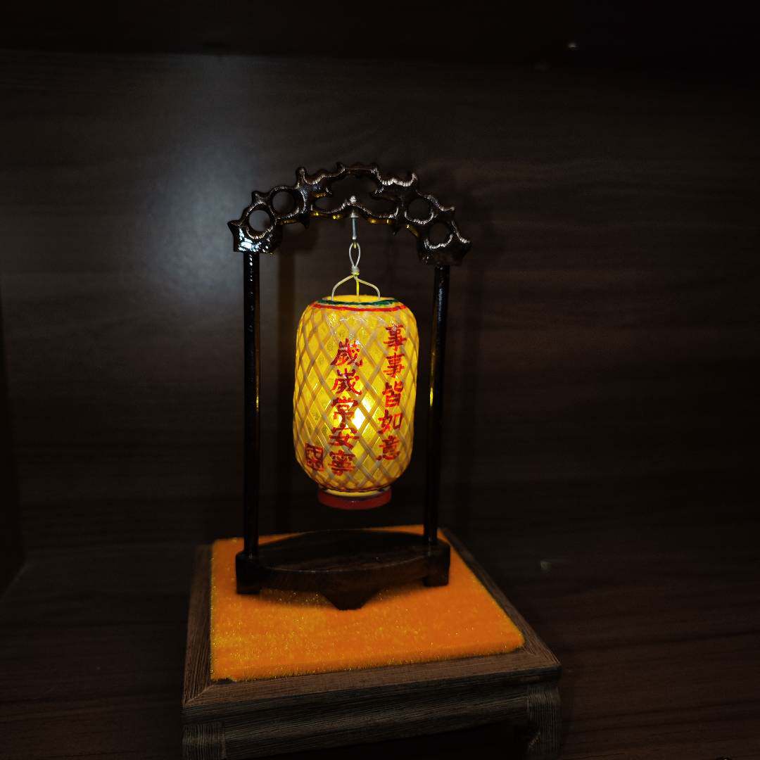 潮汕迷你竹编油纸灯笼中式春节中秋送礼传统文化发光龙门架摆件