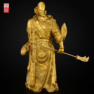 铜关公像摆件黄铜横刀供奉玄关武财神大神像客厅办公室铜像关公号