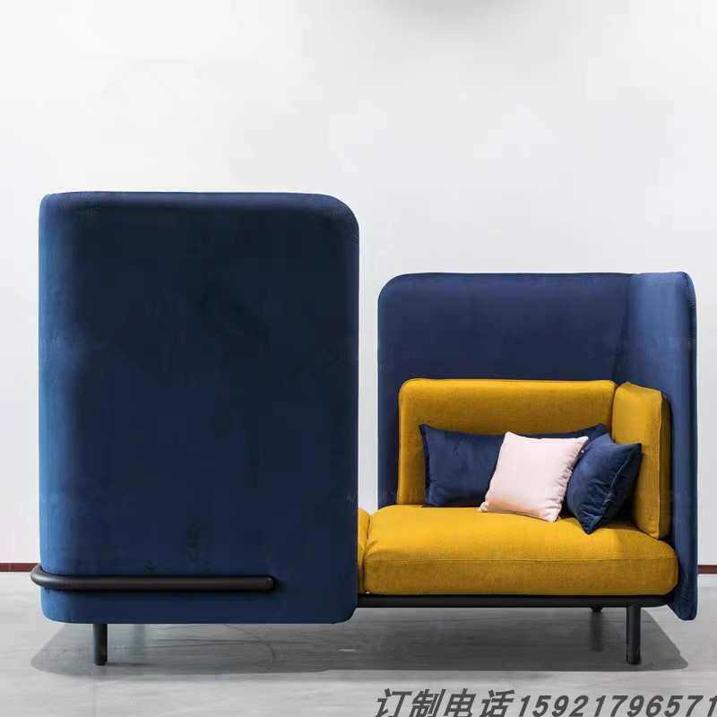 北欧现代免洗科技布艺洽谈咖啡厅酒吧工业风艺高卡座铁沙发背定制