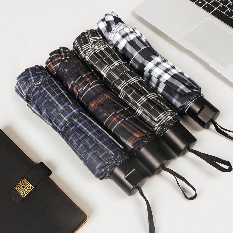 时尚商务格子双人大号折叠伞男女雨伞风手动抗复古码加固加大结实