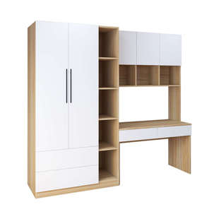 男童衣柜书桌一体卧室家用加收纳小户型整梳妆台墙实木书柜儿童房