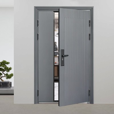 带气窗通风防盗门家用农村庭院室外双开子母对开门大门进户入户