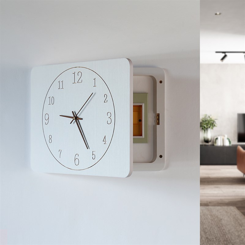 现代简约电表箱装饰画带钟表实木创意配电盒电闸遮挡箱无框免打孔