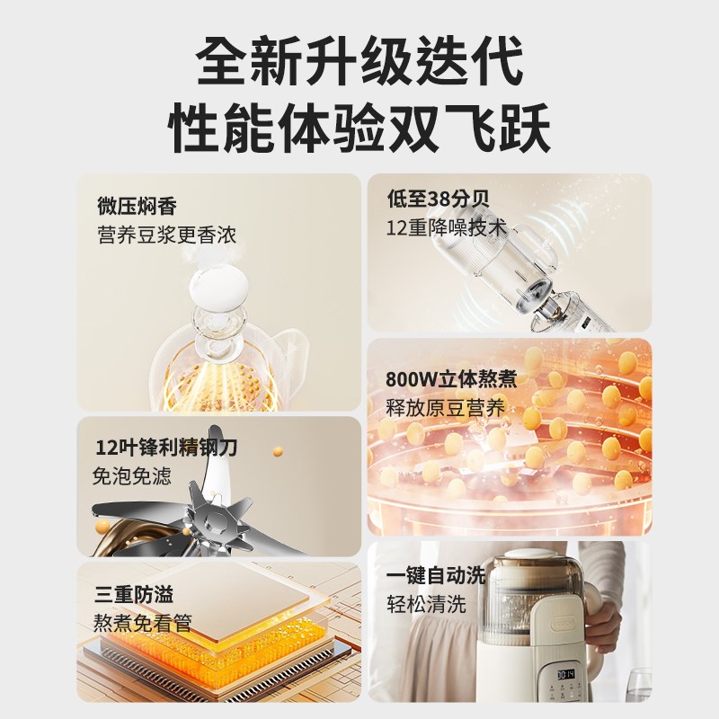 摩动微压破壁机家用小型迷你全自动静音无渣多功能豆浆机米糊免煮