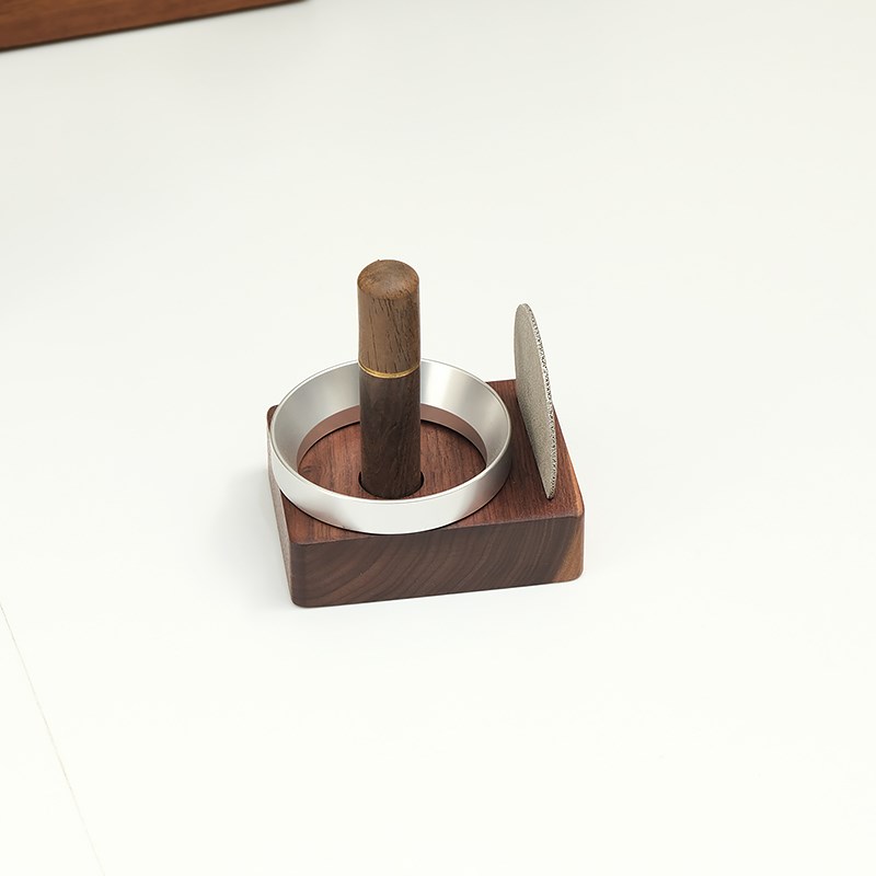 接粉环布粉针分水网收纳座多功能咖啡器具置物座胡桃木
