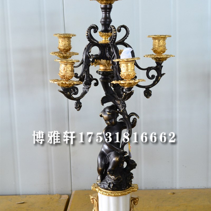 蜡台 古典欧式蜡烛台 家居壁炉灯台摆件 纯铜烛台餐桌摆件