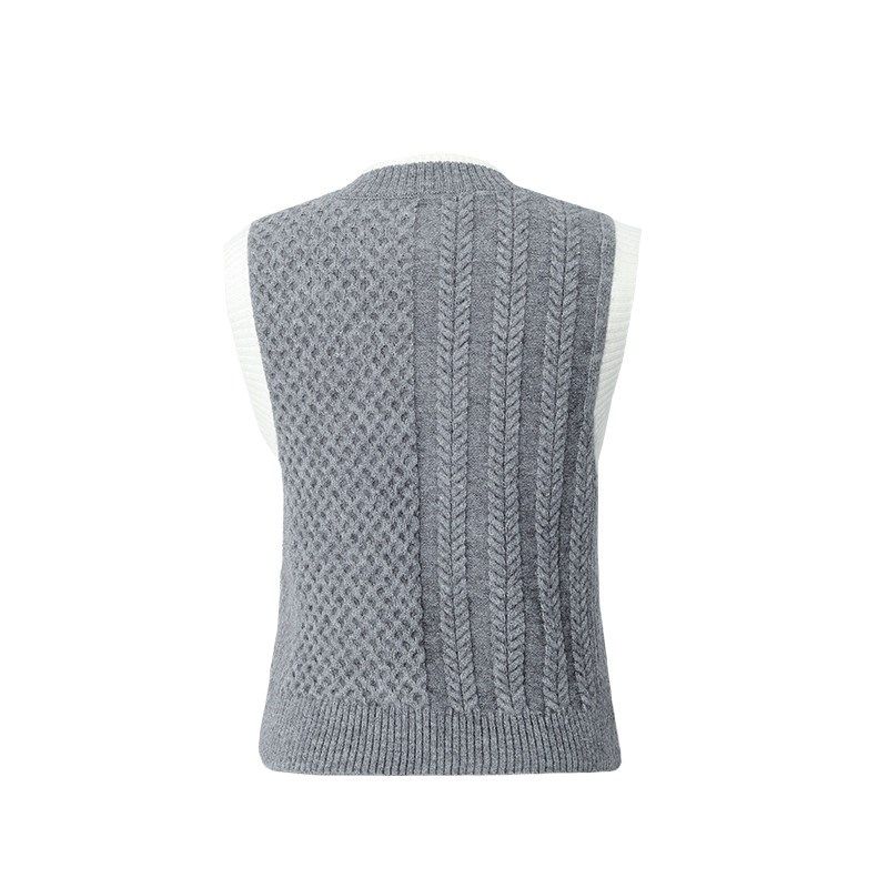 D-HARRY/迪哈利灰色毛织马甲女背心复古针织背心DH223C95503D