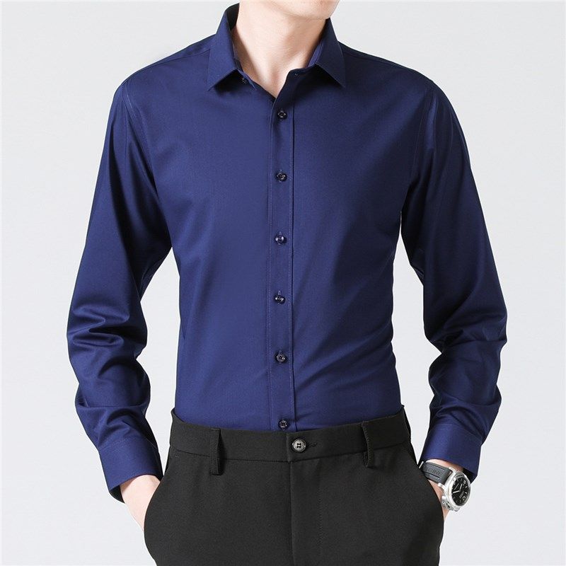 时尚休闲男士长袖衬衫白色商务正装职业装秋装内搭修身西装衬衣男