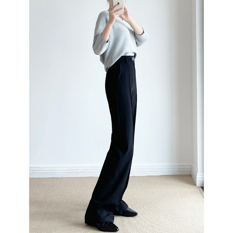 厚秋高个子175高腰加长超长180女显瘦垂坠宽松阔腿直筒西裤休闲裤