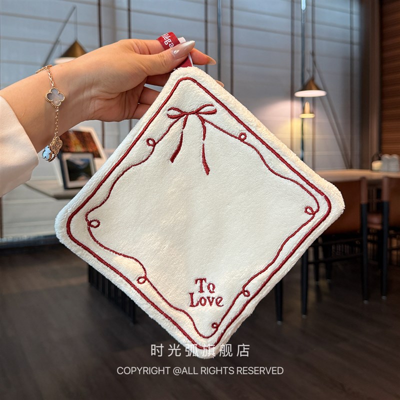 *漂亮老板娘用*擦手巾A类双层加厚强吸水卫生间厨房可挂儿童毛巾