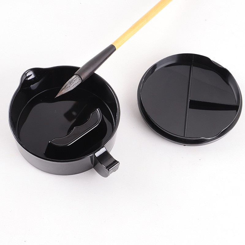 多功能墨池学生带盖砚台陶瓷塑料墨盘墨碟笔洗笔架文房四宝包邮