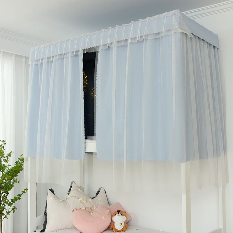 床帘宿舍下铺上铺遮光蚊帐一体式寝室少女学生女大学公主幔纱布强