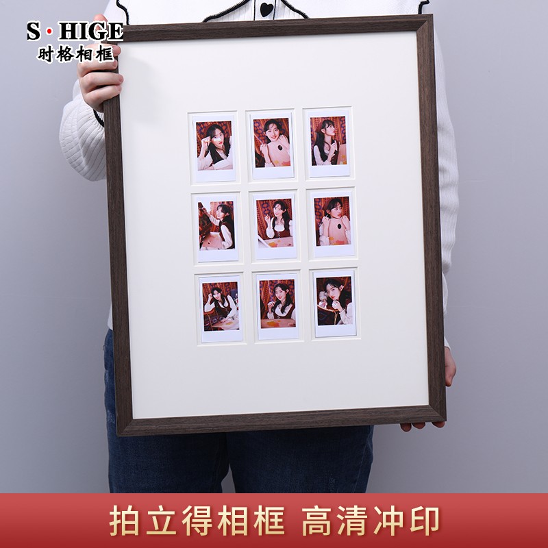 实木拍立得照片相框挂墙情侣闺蜜diy礼物定制8 9 25宫格框架摆台