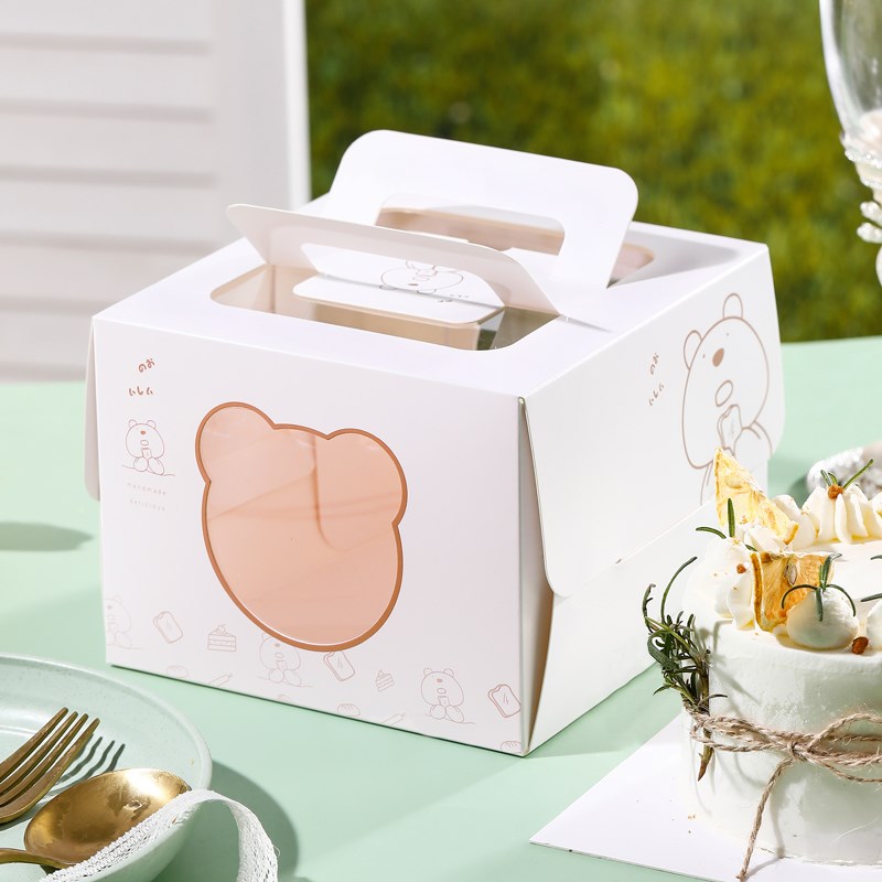 四寸蛋糕盒手提4寸6寸慕斯西点甜品六寸加高卡通开窗包装打包盒子