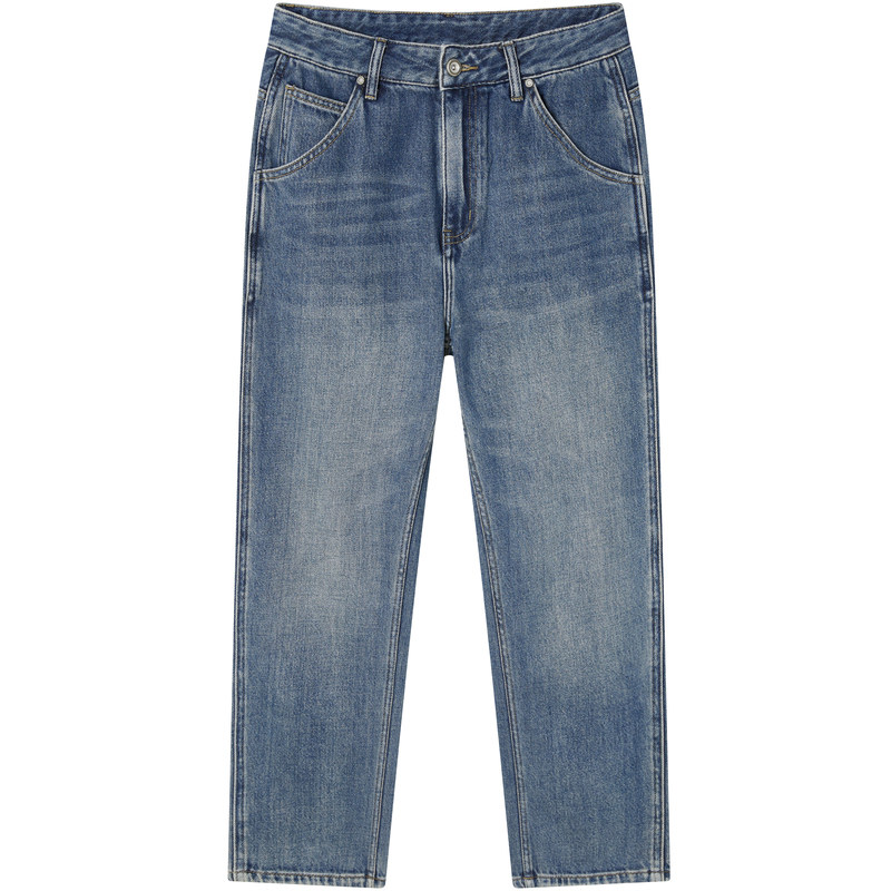 RS男装冬装宽松直筒百搭牛仔裤2023新款秋冬季男士长裤加绒厚裤子