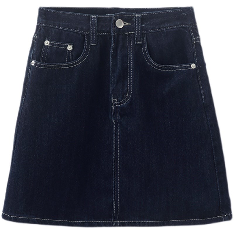 高腰牛仔短裙女夏季薄款大码胖mm遮肚显瘦小个子a字包臀半身裙子