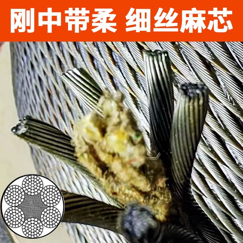 6股 麻芯涂油钢丝绳行车电动葫芦龙门吊塔吊卸料平台索道卷扬机用