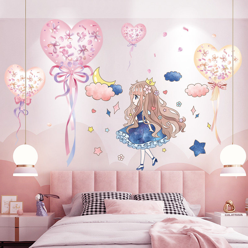 卧室温馨墙面装饰墙贴纸自粘公主女孩房间床头改造背景墙壁纸贴画,家居饰品,软装墙贴,淘宝优惠券,粉丝福利购,淘宝优惠卷