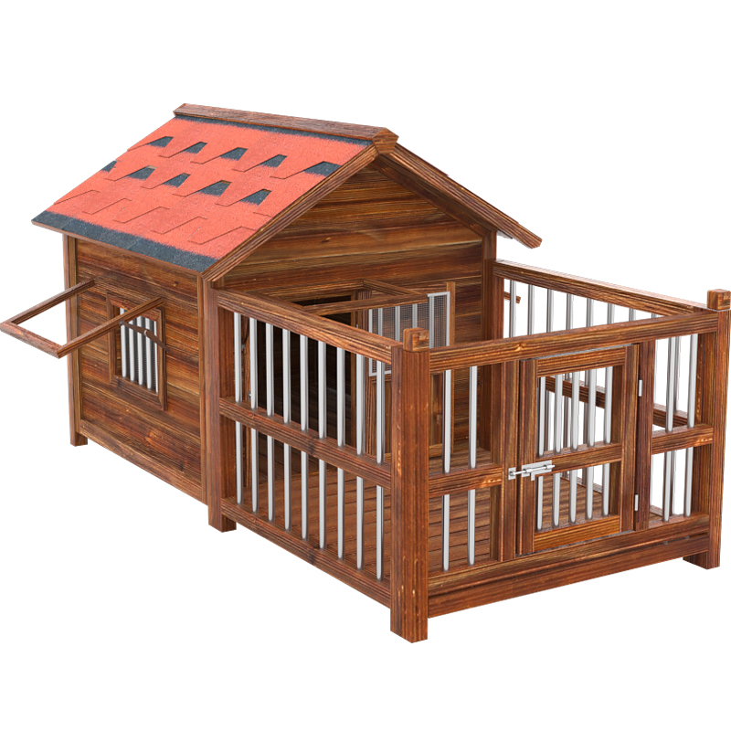 狗屋室外实木防雨狗房子户外防腐防晒狗笼别墅大型犬舍四季通用
