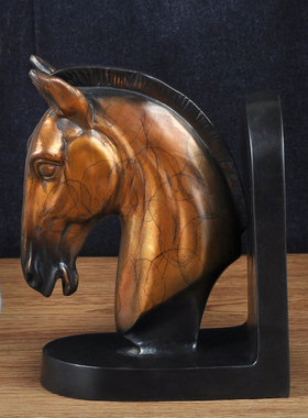 铜一对书夹书靠书立创意马头摆件书房办公室桌面装饰摆设工艺礼品