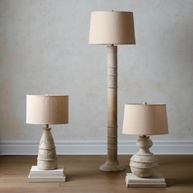 法式乡村实木落地灯设计师雕花创意复古民宿客厅卧室样板间装饰灯