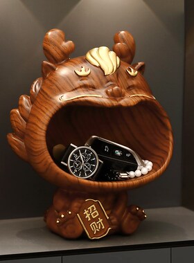 新中式木质纹理高级感摆件高档实木装修客厅电视柜玄关工艺品装饰