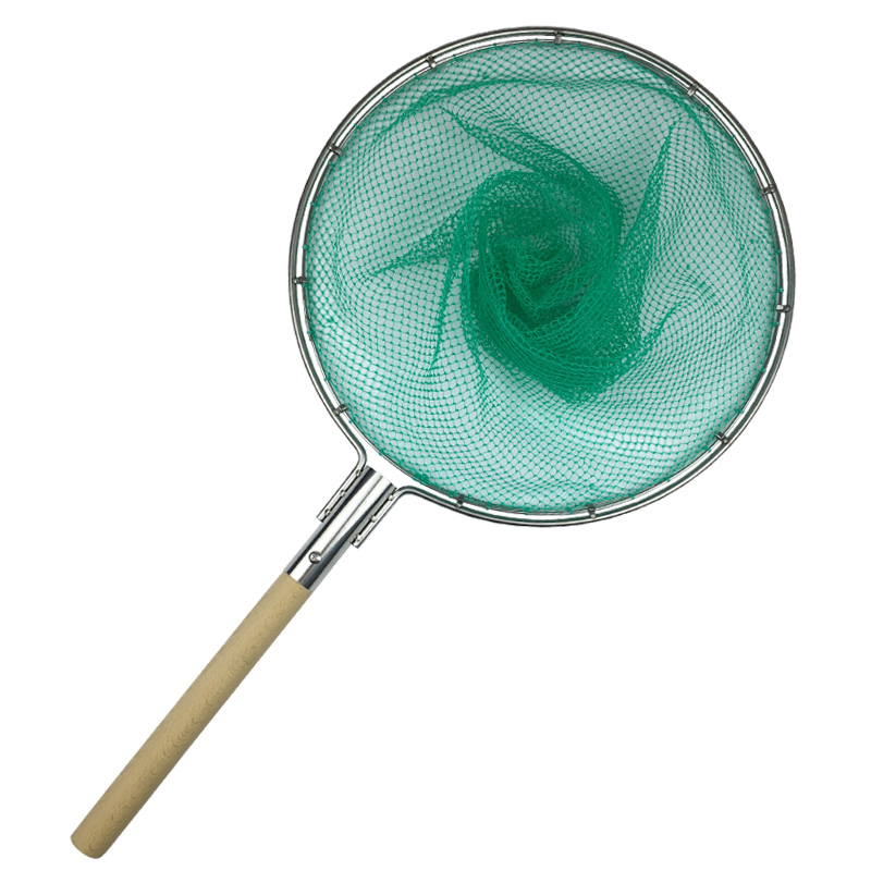 捞鱼网兜圈卖鱼捕鱼赶海不锈钢抄网手工编织网兜细眼圆形带木柄