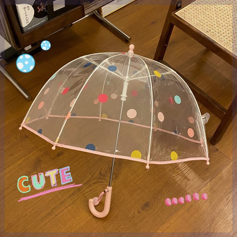 儿童韩系波点雨伞女童男童宝宝透明玩水拱形拍照百搭轻便可爱卡通