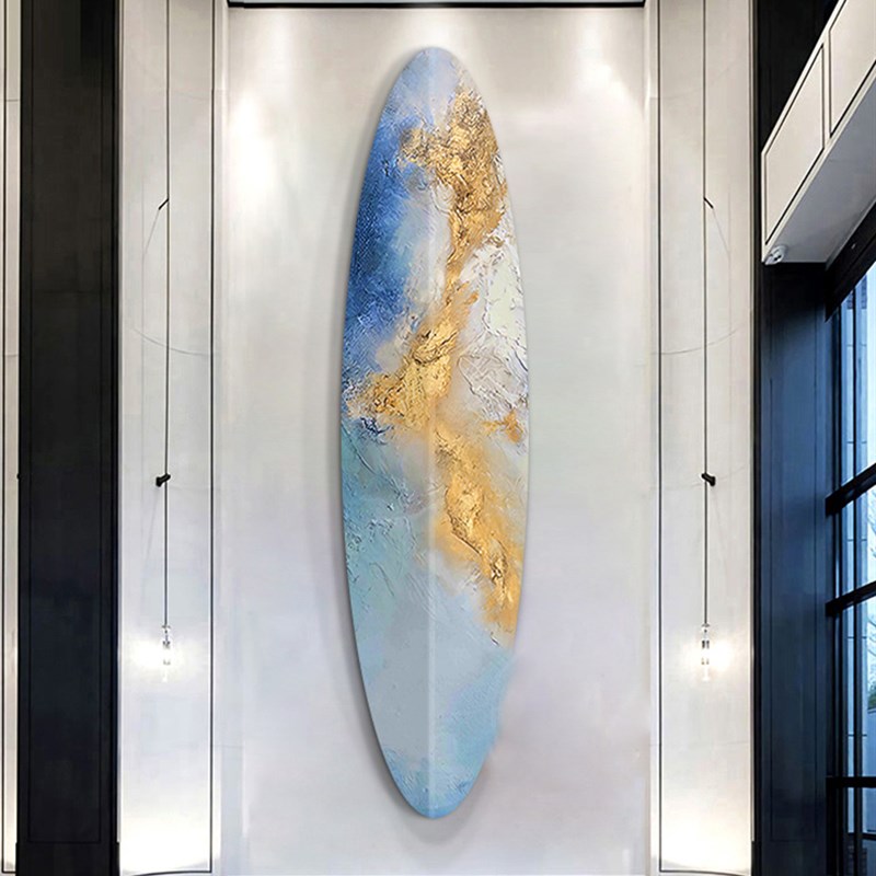 抽象艺术手绘油画竖版长条挂画客厅极简走廊玄关装饰画深圳大芬村