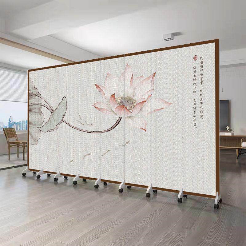 中式屏风隔断客厅遮挡卧室玄关可移动折叠墙办公室山水画仿古室内