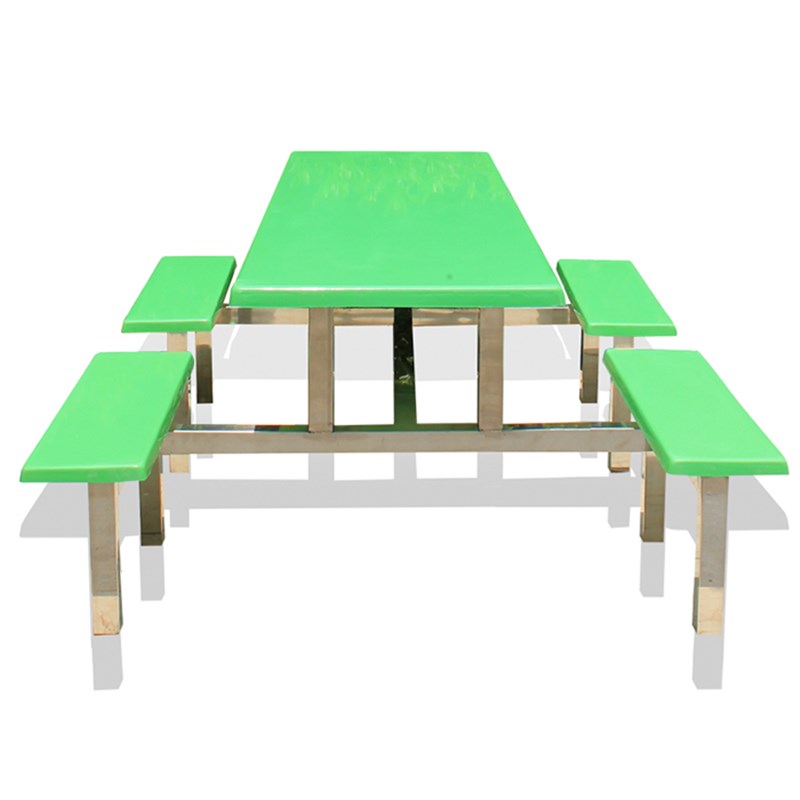 仿实木食堂餐厅餐桌玻璃钢餐桌椅 连体桌椅烤漆 学校学生餐桌