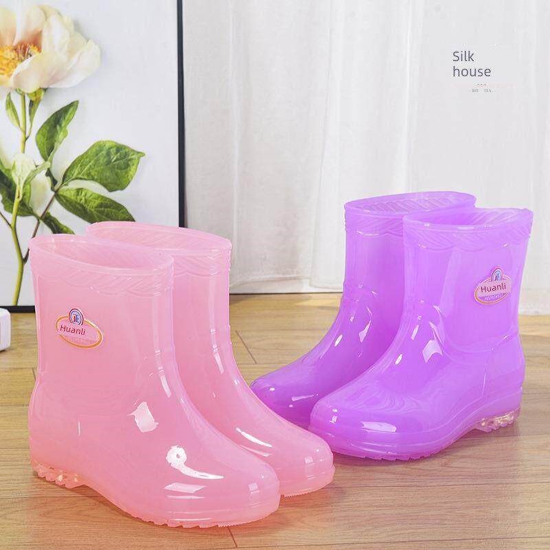 防滑短筒胶鞋雨鞋女四季胶靴果冻防水鞋透明中筒塑料洗衣套鞋