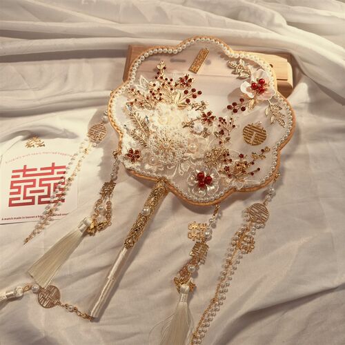 团扇新娘结婚中式高级diy材料包手工秀禾扇子喜扇婚礼出嫁龙凤褂