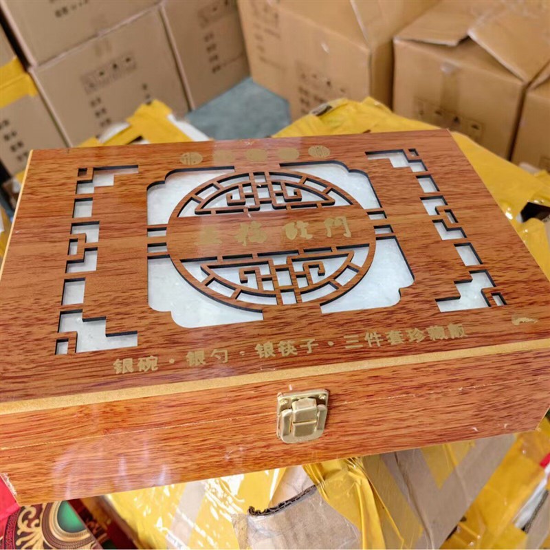 银碗三件套银鱼碗银筷银勺工艺品会销礼品拓客碗筷勺年年有鱼