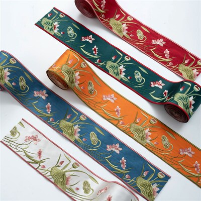 中式绣花古装汉服霞帔花边辅料 diy窗帘沙发桌旗布艺装饰绣花织带