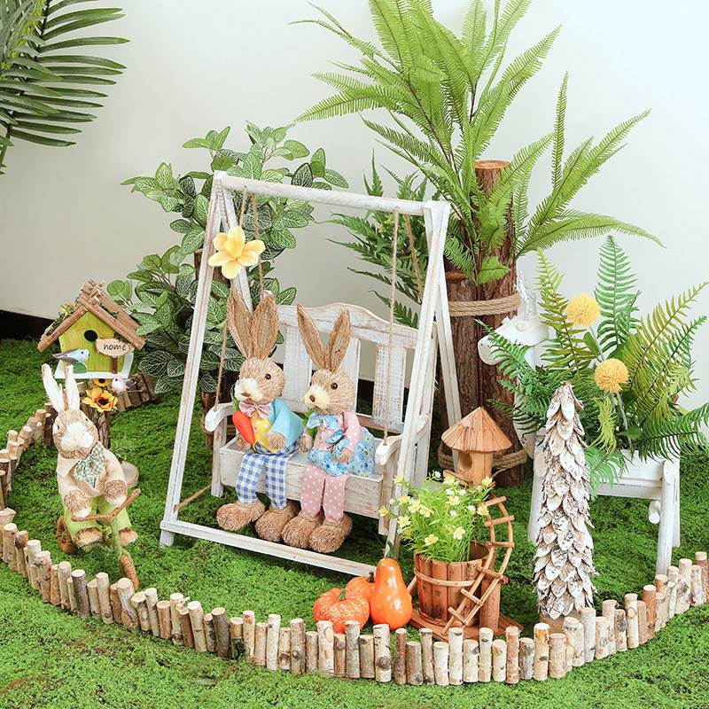 秋千花架空中吊饰幼儿园教室走廊装饰田园自然摆件环创材料壁饰