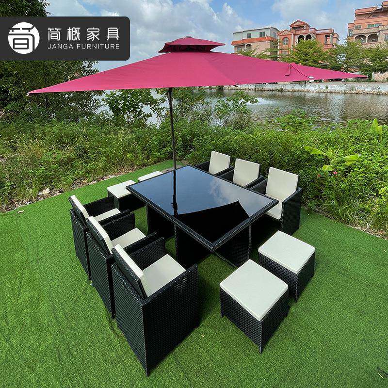 合户外藤编椅沙发餐桌椅组具庭院民宿藤可收家纳餐桌餐桌椅22-7-2