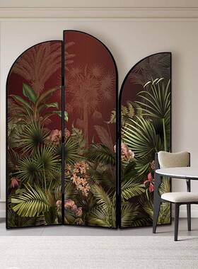 ?式动古中屏风隔断客厅复古中式办公室酒50x180店遮挡法可折叠移