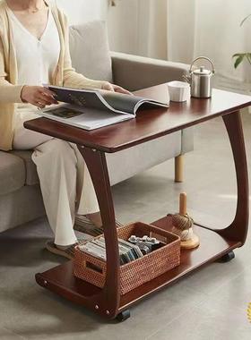 实木沙边几柜可动桌XDO子移带轮发迷你茶几客小户型家厅用方角几