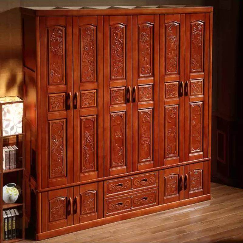 中式仿古实六衣门衣柜VOA明清古组典雕花大橱卧室装木抽屉储物收