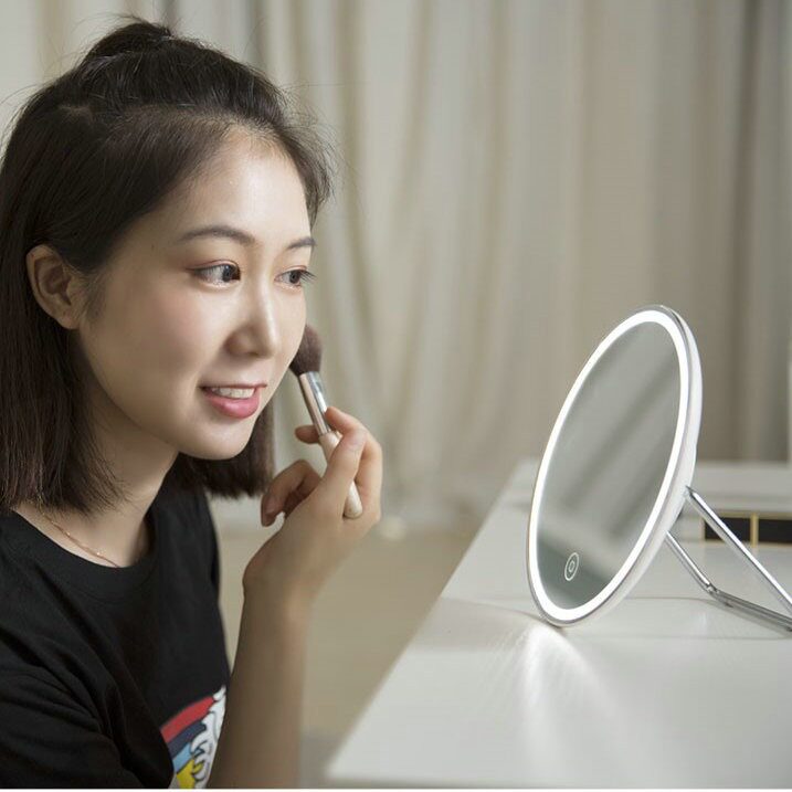 新品led化妆镜网红镜子台式女带灯智能桌面宿舍台灯补光梳妆美妆