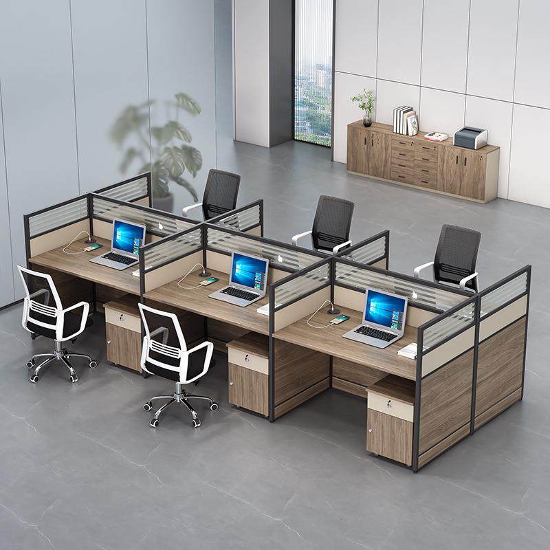 办公桌约QHO现代4简/人位办公6室桌子员工桌办公桌椅合组办公卡座