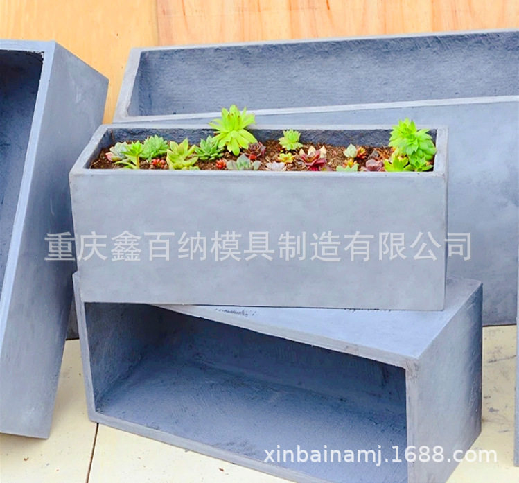 阳台长方形大号种菜水泥花盆玻璃钢模具订做欧式镁泥商场外摆花槽