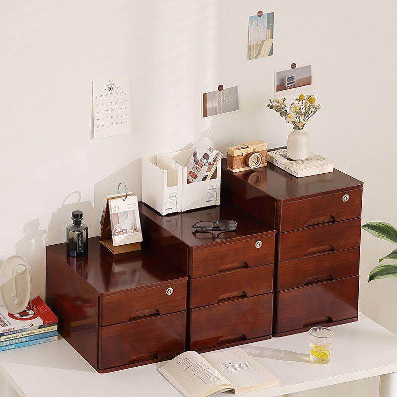 纯实木桌面上件收纳抽屉式木质整Jr2mcFhN理储物箱办柜公桌小柜文